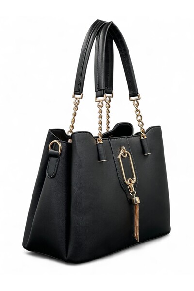 RAVZADERİ Classic Women's Shoulder Bag with Three Eyes Gold Accessories 0571
