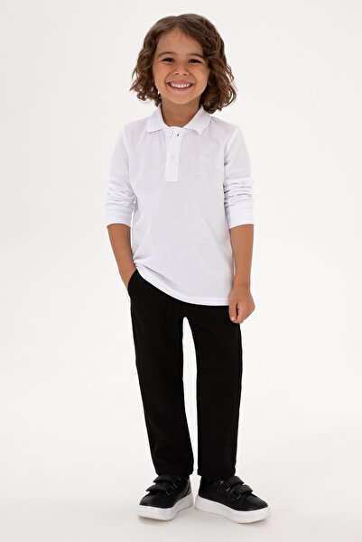 U.S. Polo Assn. Boy's White Basic Polo Neck Sweatshirt 50313790-Vr013