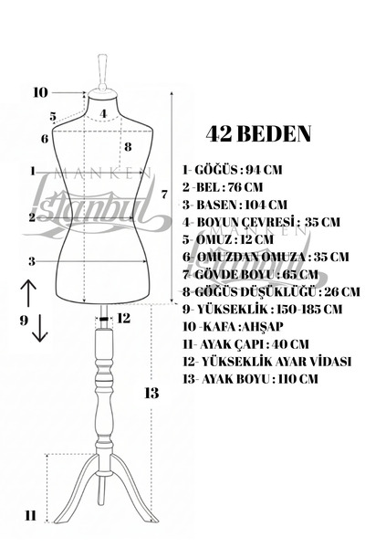 YigitFurkanTicaret 42 Beden Iğne Batabilen Terzi Mankeni Po-01