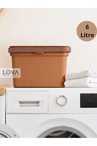 Lova L - 6 Lt Shell Kulplu Kapaklı Çok Amaçlı Detejanlık Sepeti (Turuncu)