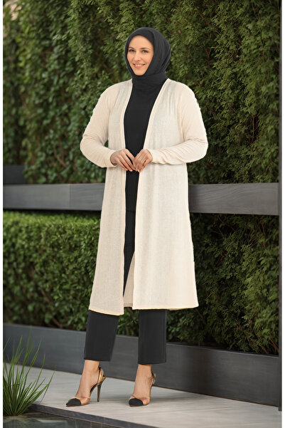 RESPİRO Large Size Seasonal Comfortable Cut Long Cardigan Dumped Mother Size Women's Cardigan