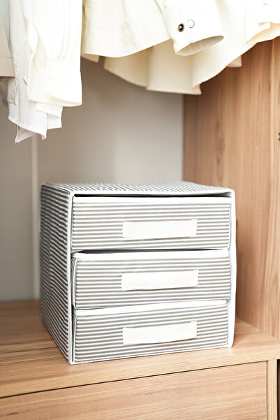 Hayveys 2 Pieces Cardboard Supported 2 Compartments 2 Drawers Foldable Cardboard Organizer Drawer Cabinet Organizer