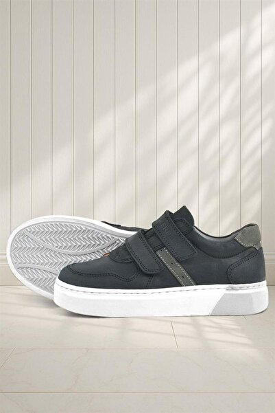 Rakerplus Genuine Leather Black Velcro Boys' Sneakers