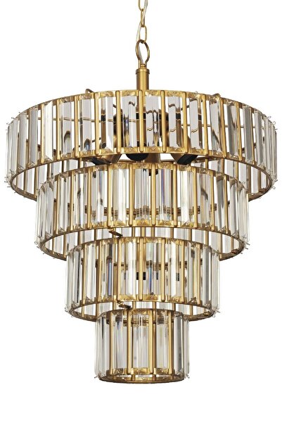 VENON Aydınlatma Bert 4+1 Li Kt Eskitme Avize Kristal Taşlı Salon Avizesi Lük...