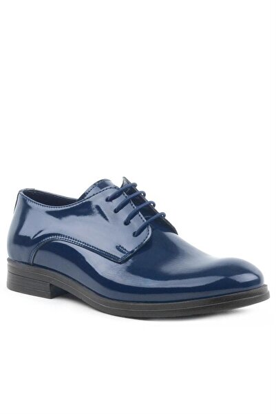 Rakerplus Navy Blue Patent Leather Lace-up Oxford Children's School Shoes