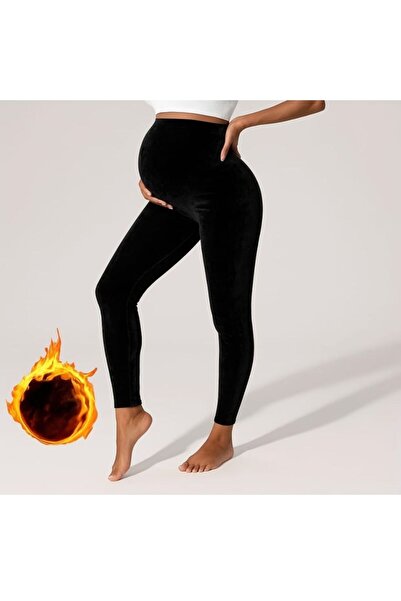 WAYS Women's Velvet High Waist Adjustable Maternity Leggings