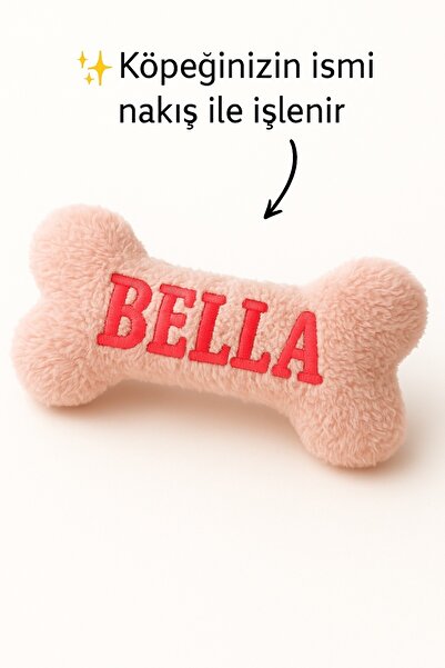 ULUBEN İsimli Nakış İşlemeli Peluş Kemik Oyuncak İsime Kişiye Özel Wellsoft Yıkanabilir Köpek Kemiği