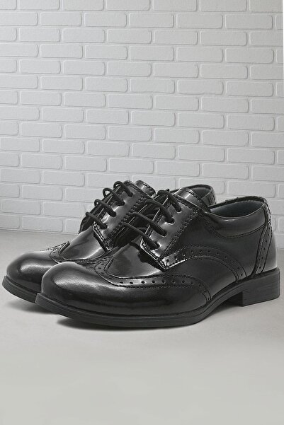 Rakerplus Titan Hakiki Deri Siyah Rugan Klasik Erkek Çocuk Ayakkabı