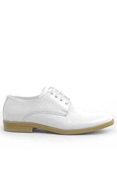 Rakerplus White Patent Leather Laced Oxford Children's Classic Shoes