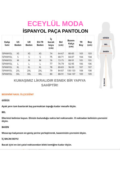 ECEYLÜL MODA SCUBA KREP İSPANYOL PAÇA PANTOLON(kısa süreliğine lansman fiyatı)