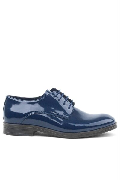 Rakerplus Navy Blue Patent Leather Lace-up Oxford Children's School Shoes