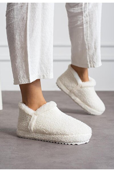 PUSKAS Kadın Kaydırmaz Tabanlı Ev Botu Ev Pandufu Ev Ayakkabısı 00109