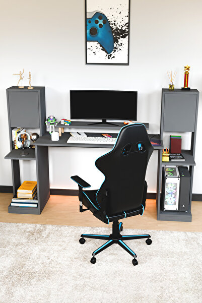 interGO Throne Dolaplı, Kitaplıklı, Raflı Çalışma Masası, Bilgisayar Masası, Çocuk Çalışma Masası