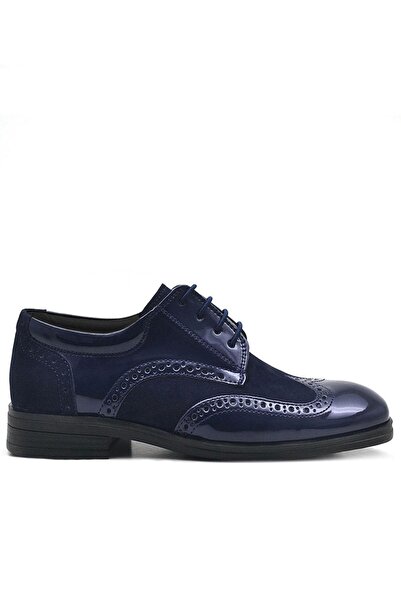 Rakerplus Титан Синій Шкіряний Черевики з шнурівкою та замшевими деталями для хлопчиків