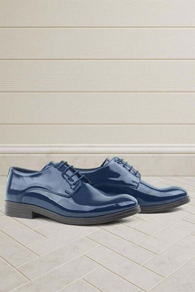 Rakerplus Navy Blue Patent Leather Lace-up Oxford Children's School Shoes