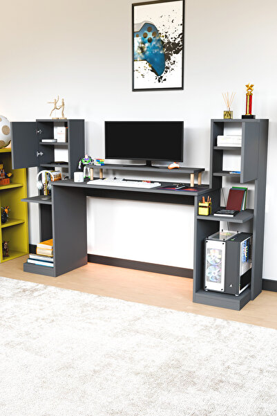 interGO Throne Dolaplı, Kitaplıklı, Raflı Çalışma Masası, Bilgisayar Masası, Çocuk Çalışma Masası