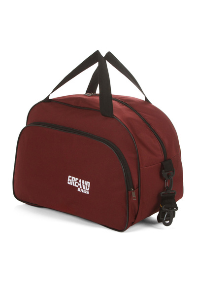 GreandBags Bordo Astarlı Unisex Havlu Kumaş Seyahat Hostes Kabin Boy Çanta El Ve Omuz Çantası
