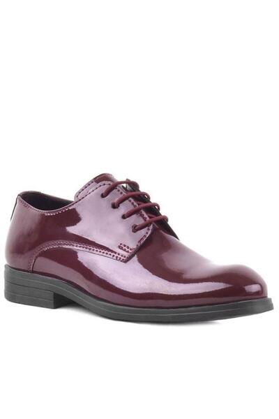 Rakerplus Claret Red Patent Leather Laced Oxford Children's School Shoes