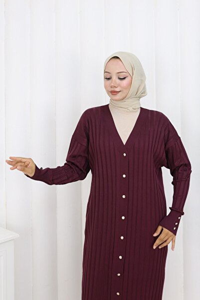 benguen Μακριά ζακέτα με σχέδιο N3257 Plum