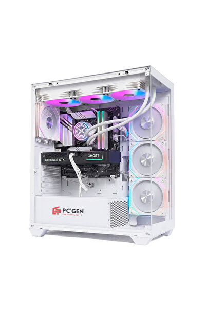 PC'GEN Gaming PC i7-14700F, RTX 5060 8GB, 32GB DDR5 RAM, 1TB NVMe SSD, B760M Motherboard, White