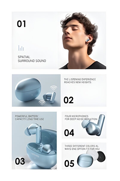 Lenyes سماعات أذن AIR-100 TWS مع خاصية إلغاء الضوضاء النشطة (ANC) وسماعات أذن ENC مع ميكروفون.