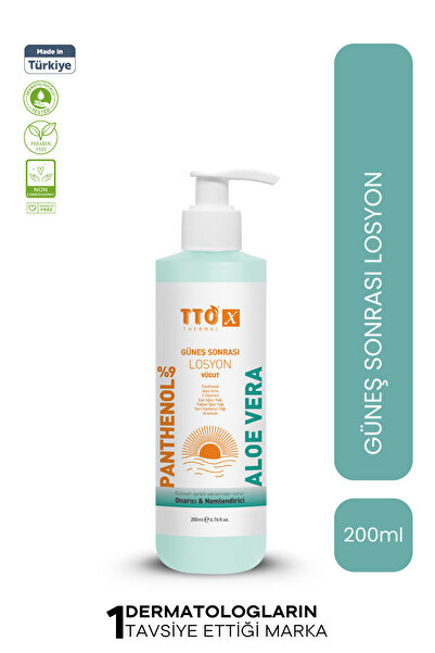 TTO X Aloe Vera Losyon Güneş Sonrası Bakım, Nemlendirici, Ferahlatıcı, Yatıştırıcı 200 ml