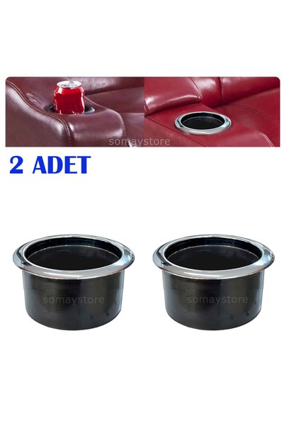 SomayStore Tekne Karavan Gömme Bardaklık Kromaj Çerçeveli 79x70mm 2 Adet