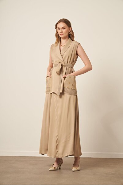 FTZ WOMEN Women's Mesh Detail Suit Mink 31088