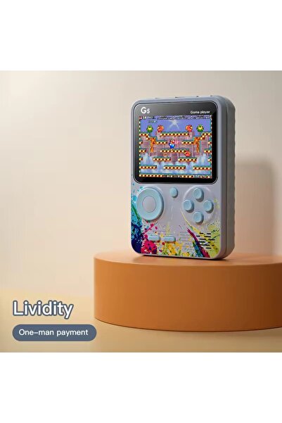 DKH G5 Retro Game Console, 500-in-1 Games, 7.6 cm LCD Screen, TV Output, Rechargeable Battery, Macaron C