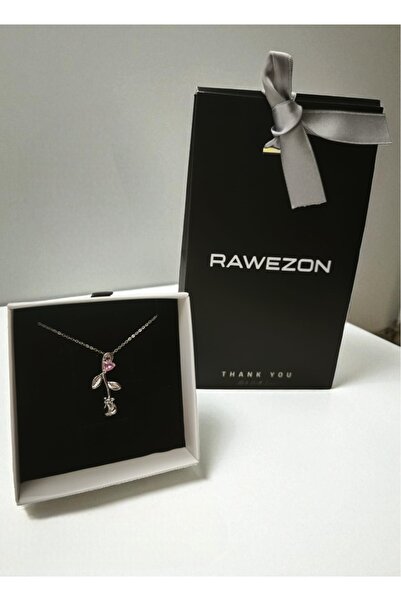 RAWEZON قلادة من الفولاذ الوردي مع تفاصيل حجر القلب في علبة هدايا |   هدية خاصة للحبيب أو الحبيبة، مجوهرات مميزة