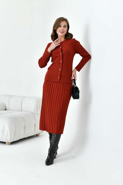 FTZ WOMEN Kadın Pileli İkili Takım Kiremit 20680