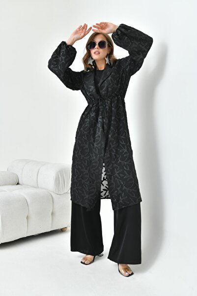 FTZ WOMEN بدلة جاكار ثلاثية للنساء باللون الأسود 30847