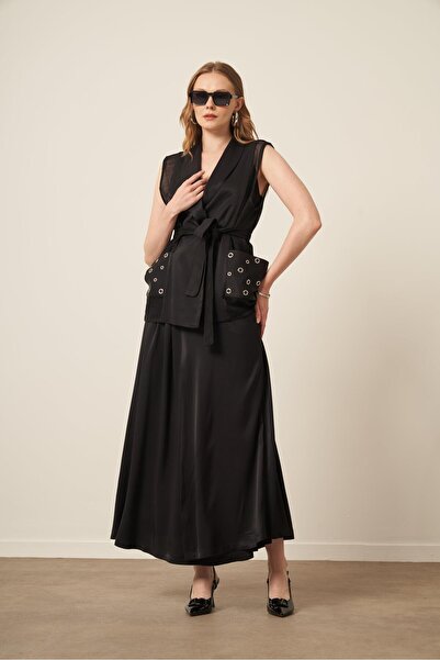 FTZ WOMEN بدلة نسائية بتفاصيل شبكية باللون الأسود 31088