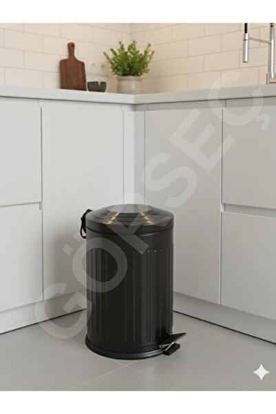 GörSeç Black 12 Lt Pedal Vintage Dustbin Kitchen Dustbin with shock absorber Bathroom Dustbin slow lid