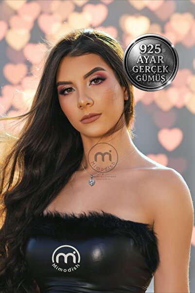 Mimodish 925 Ayar Gerçek Gümüş Özel Kalp Kolye Kız Arkadaşa Sevgiliye Hediye Kalp Temalı Kadın Gümüş Kolye