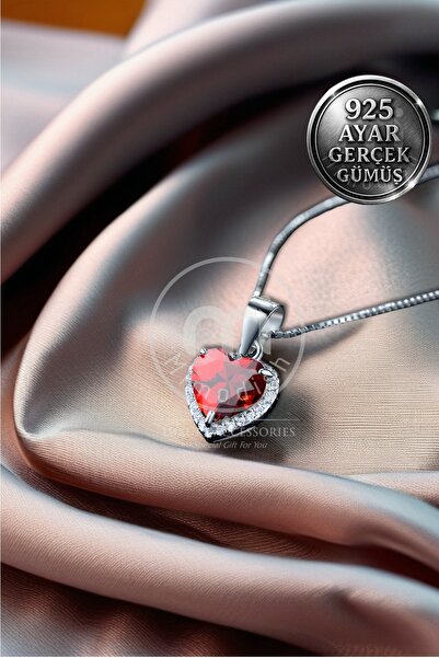 Mimodish 925 Ayar Gerçek Gümüş Özel Kalp Kolye Kız Arkadaşa Sevgiliye Hediye Kalp Temalı Kadın Gümüş Kolye