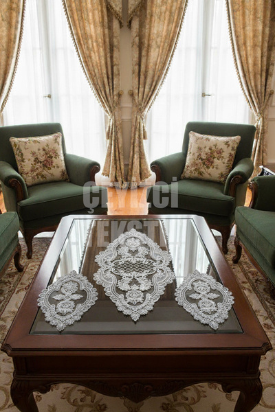 Çt Çeyizci Tekstil French Lace Bedroom Set 3 Piece - Gray