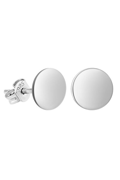 bymissmücevherat Zarafetin Sade Hâli: Taşsız Yuvarlak Plaka 6 mm 925 Ayar Gümüş Kadın Küpe |