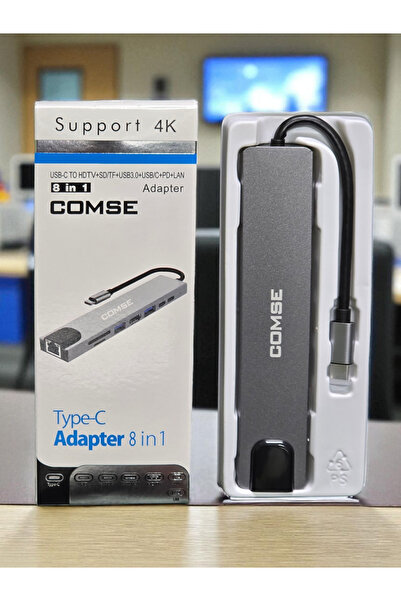 comse Macbook Pro Air Uyumlu Usb Type-c 8 Hub Dönüştürücü Çevirici Çoklayıcı Usb Hdmı Micro Sd 8 Girişli