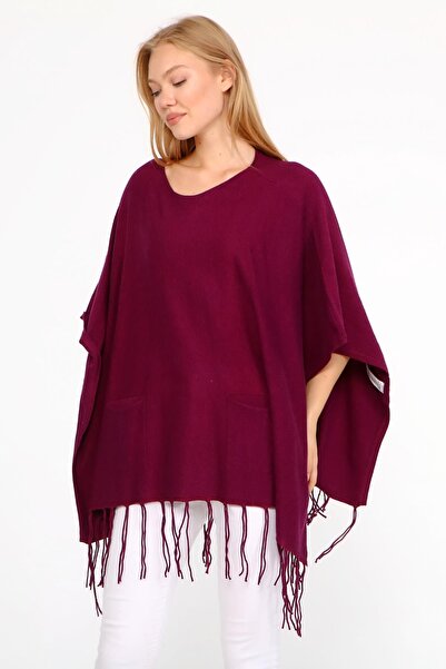 FTZ Women Kadın Püskül Detay Panço Mürdüm 20-233