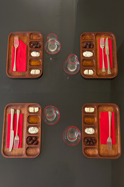 Onouqo Verdis Wooden 4-Piece Breakfast Set, Breakfast Utensils, Serving Tray ...