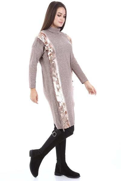 FTZ Women's Sequin Sequin Detail Tunic Beige 21-1332