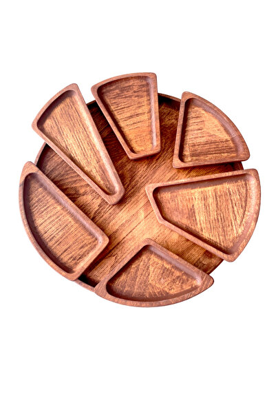 Onouqo Olmia Ahşap 7 Parça Çerezlik, Sunumluk, Kahvaltı Seti ( 1.Sınıf Kalite Kayın Ağacı ) 35x35cm