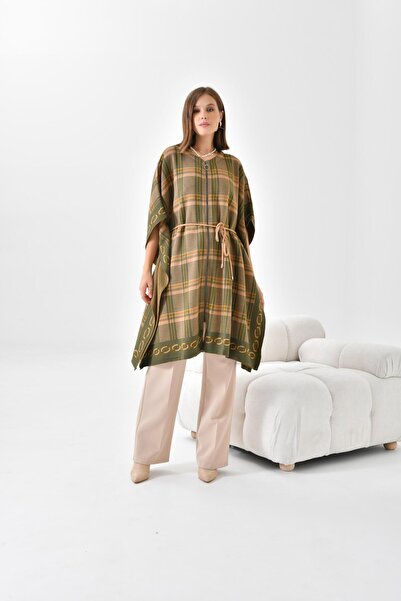 FTZ WOMEN Жіночий картатий палантин хакі 21-1116