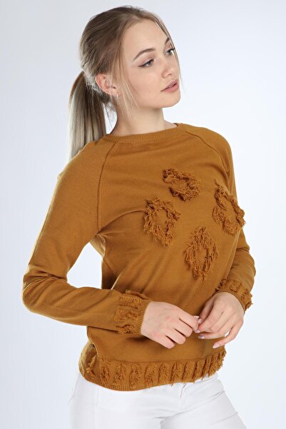 FTZ Γυναίκες Kadın Yazı Detay Salaş Tunik Safran 21-1171