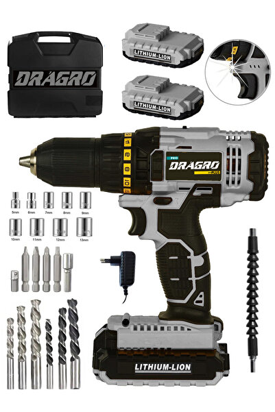 Dragro Alman 58 V 5 Ah Darbeli Bakır Sargılı Metal Şanzuman Şarjlı Çift Akülü...