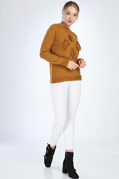 FTZ Γυναίκες Kadın Yazı Detay Salaş Tunik Safran 21-1171