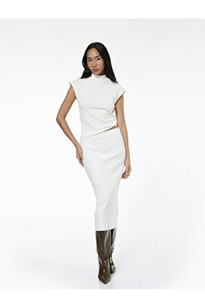 Koton Slim Fit Midi Nervür Detaylı Kalem Etek