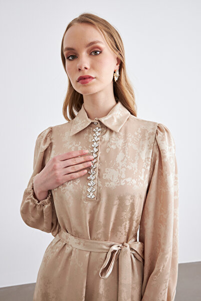 VAVİNOR Φόρεμα Mayra Stone Jacquard - Μπεζ