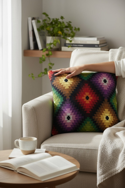 Chintar Goblen Dokuma Pamuklu Dekoratif Kırlent/yastık Kılıfı